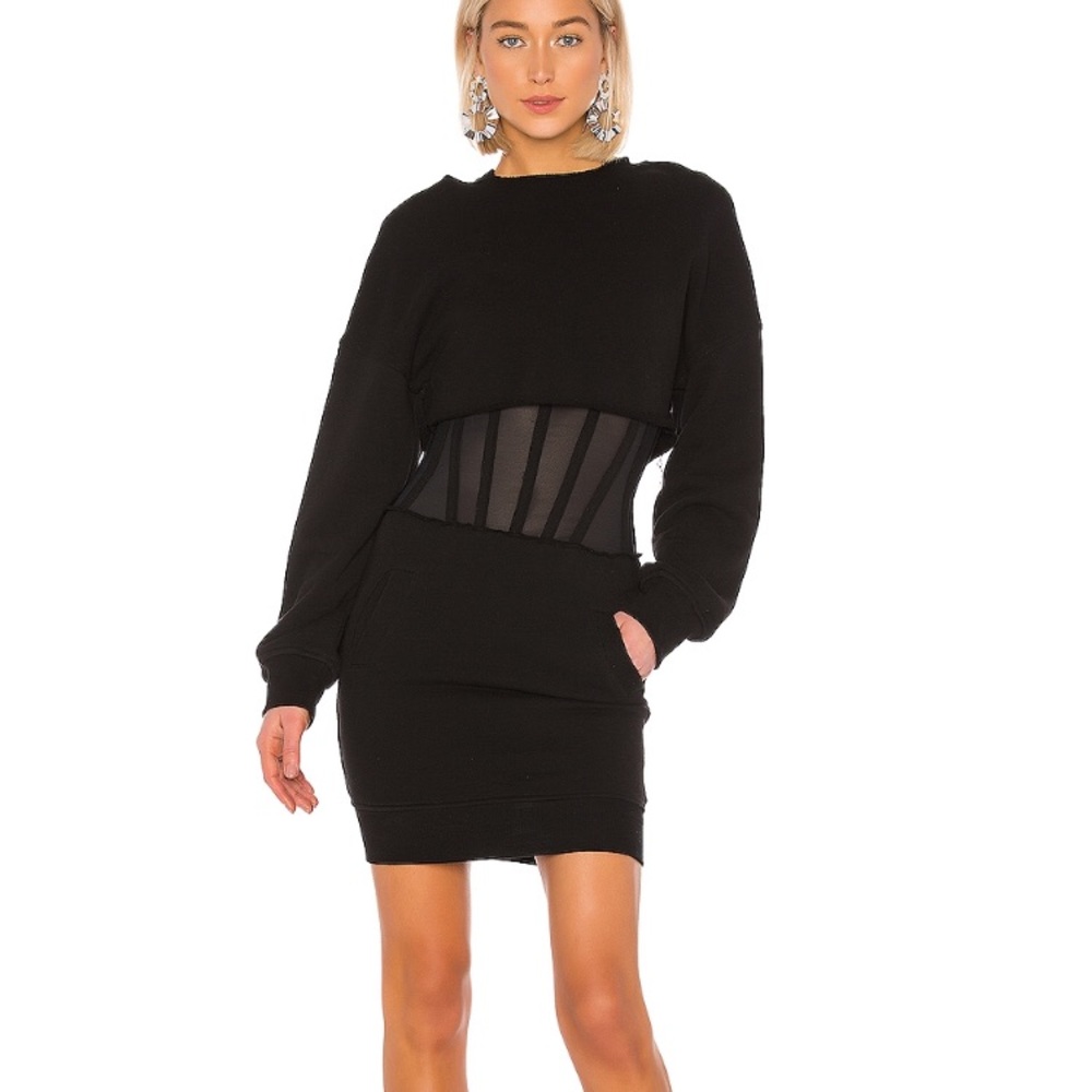 RtA Bailey Hooded Sweater Dress with Corset